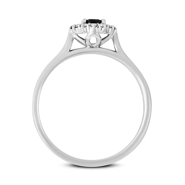 Pierścionek z białego złota z czarnym diamentem